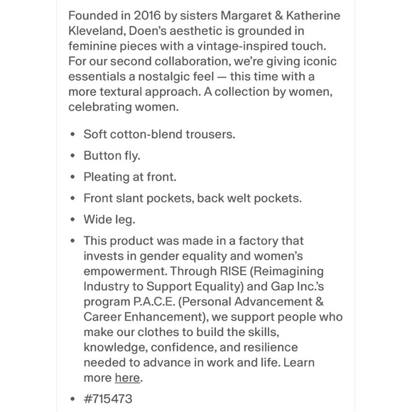 Gap × DÔEN High Rise Pleated Trousers in New Off White | 16 | NWT - Picture 7 of 16